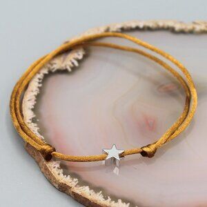 Jewelry star brown silver string bracelet adjustable fashion delicate brand new